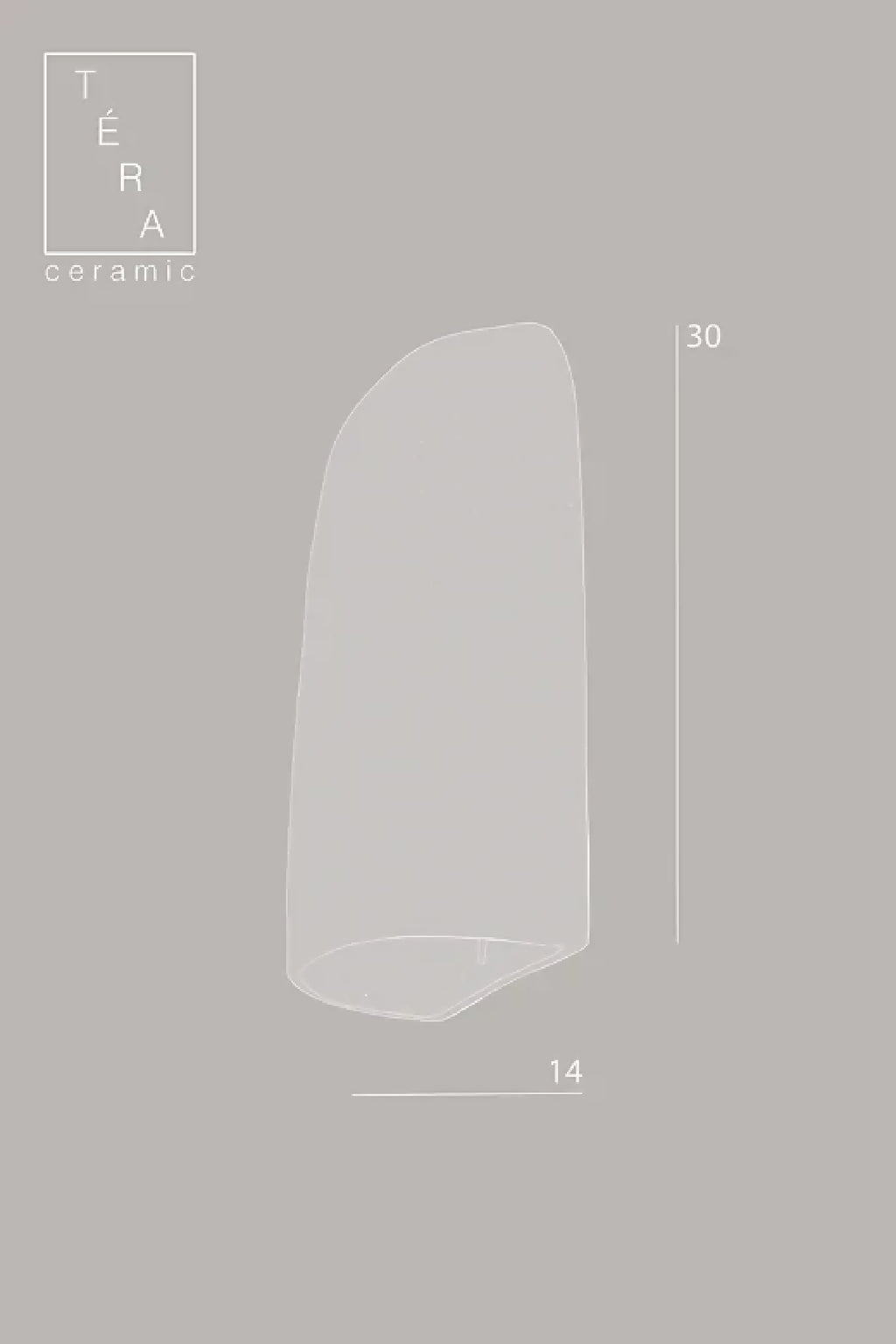 Applique murale en céramique blanche, schéma avec dimensions 30 x 14.