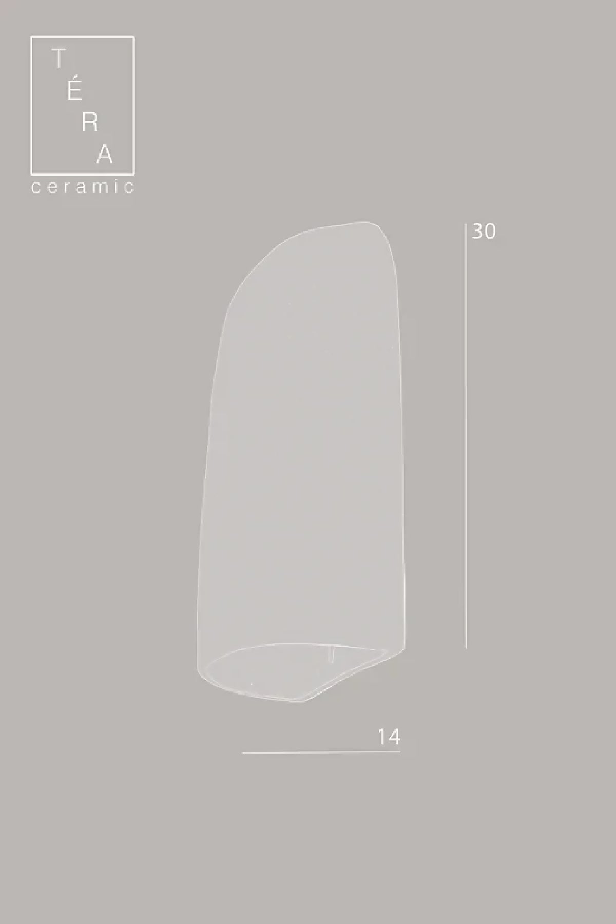 Applique murale en céramique blanche, schéma avec dimensions 30 x 14.