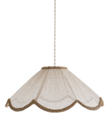 Suspension forme florale beige avec bord ondulé et finition tressée