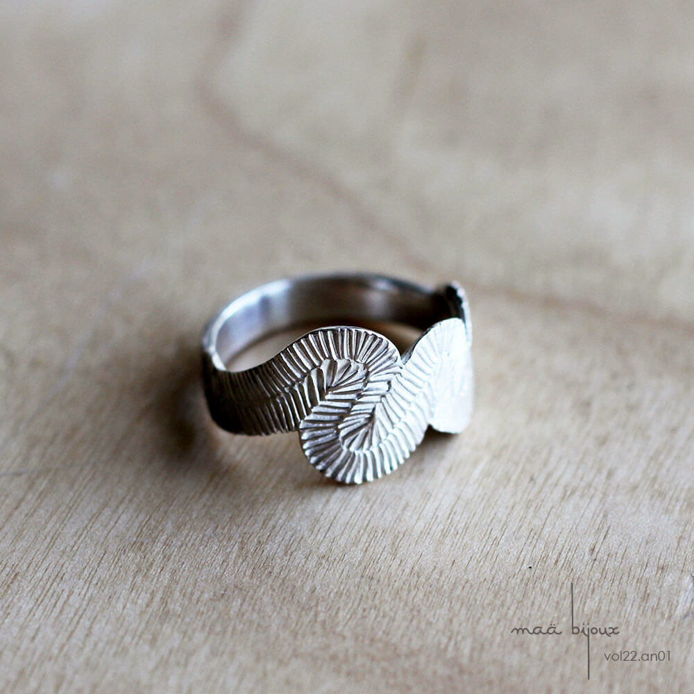 Bague volute en argent massif 925 recyclé fabriqué en France, bijoux maa collection volute