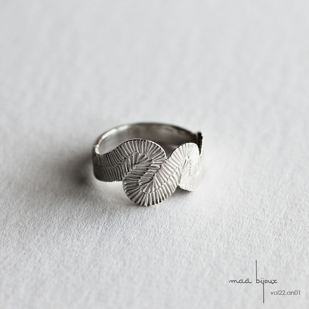 Bague volute en argent massif 925 recyclé fabriqué en France, bijoux maa collection volute
