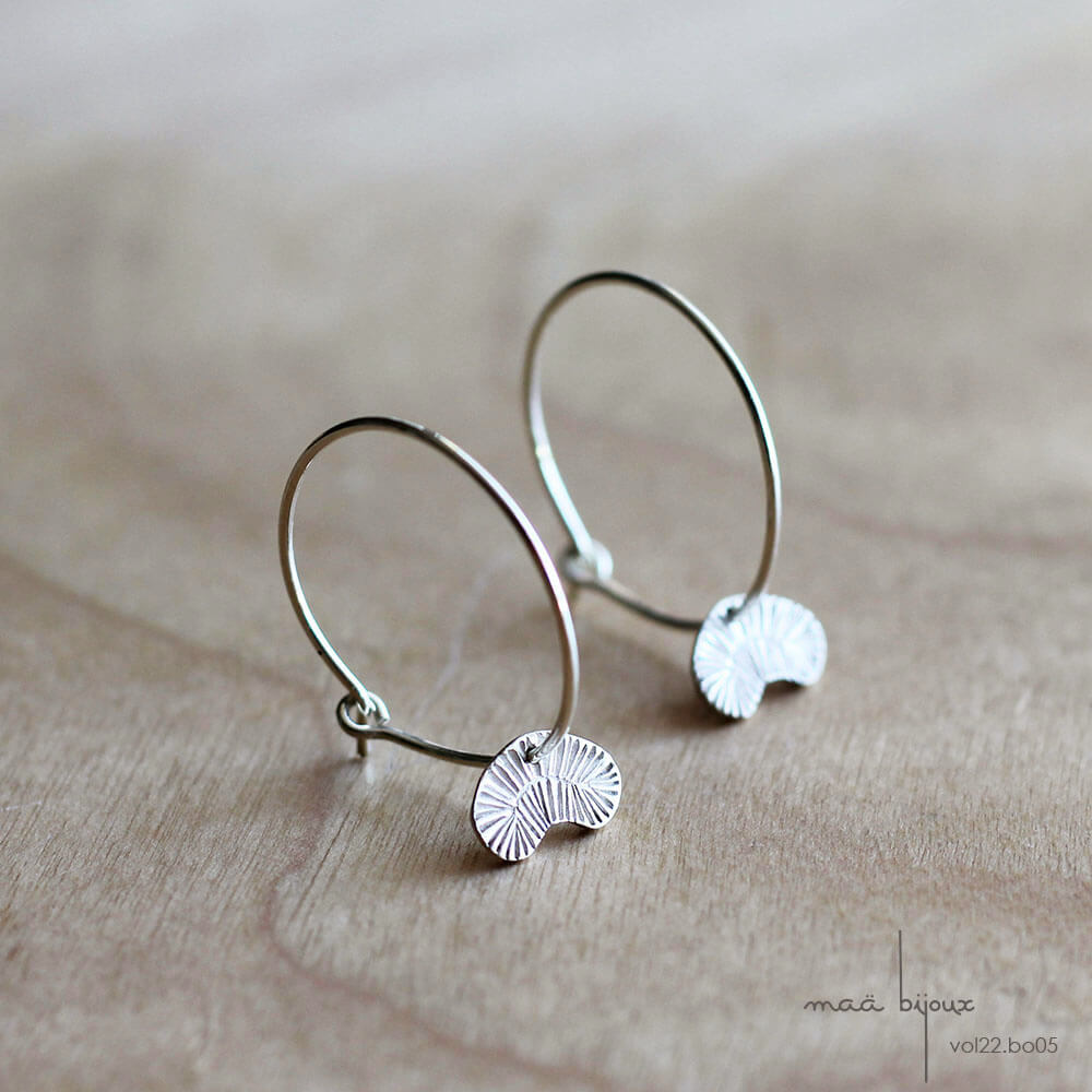 Créole en argent massif recycle fabriqué en France, Maä bijoux collection volute