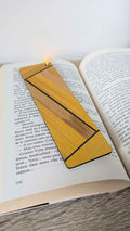 Marque-pages avec marqueterie de paille Jaune/Gris Anthracite/Cuivre