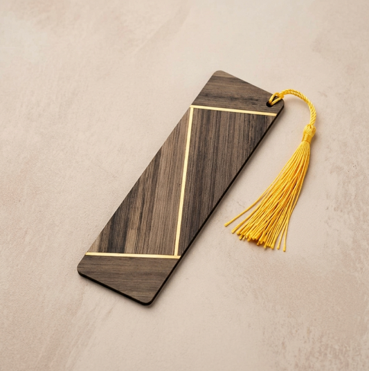 Marque-pages avec marqueterie de paille Marron/Jaune/Cuivre