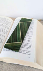 Marque-pages avec marqueterie de paille Vert/Gris Anthracite/Beige