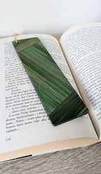 Marque-pages avec marqueterie de paille Vert/Gris Anthracite/Beige