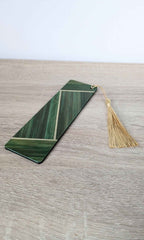 Marque-pages avec marqueterie de paille Vert/Gris Anthracite/Beige