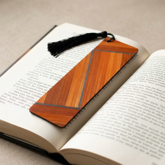 Marque-pages avec marqueterie de paille Orange/Gris Anthracite/Jaune