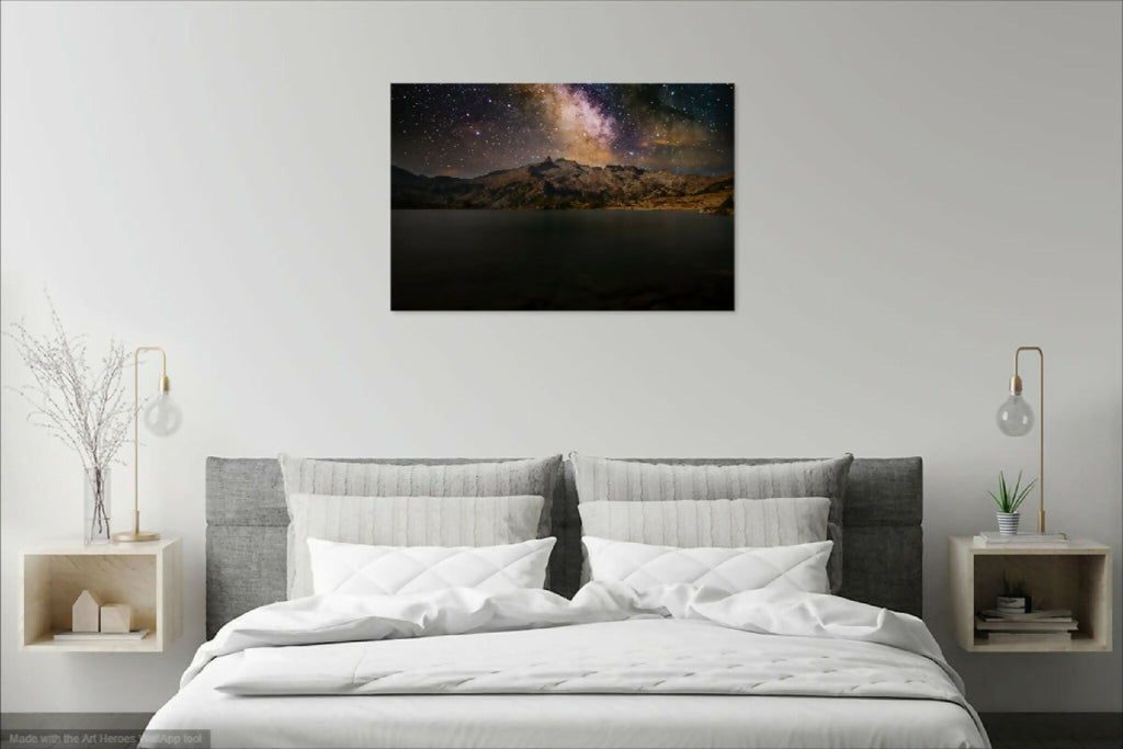Tableau décoratif encadré Massif du Néouvielle, ciel nocturne étoilé et reliefs