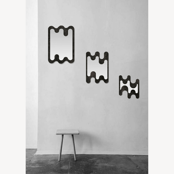 Lot de 3 décorations murales en forme de nuage, plaques découpées métal noir.