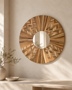 Straw Round Mirror — Large size