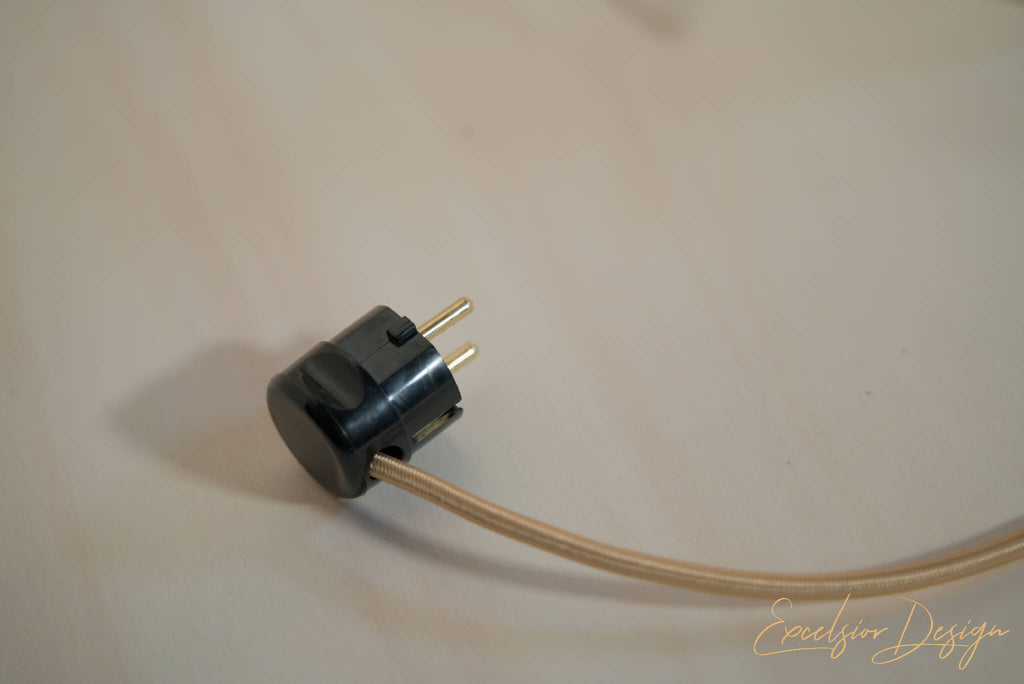 Fiche électrique à deux broches avec câble pour lampe lotus
