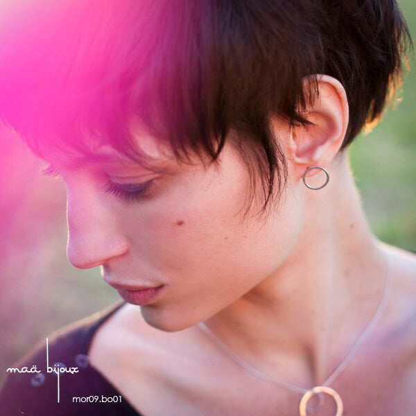 Boucles d'oreilles fils d'argent massif martelés