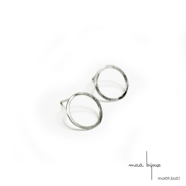 Boucles d'oreilles fils d'argent massif martelés
