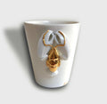 Mug blanc en céramique avec décor homard doré en relief sur la face