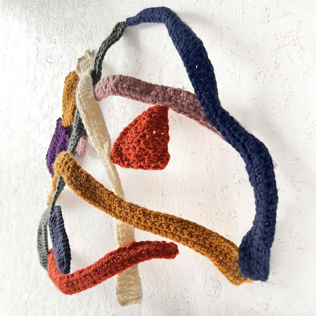 Guirlande crochet zigzag multicolore, boucles au crochet aux extrémités triangulaires