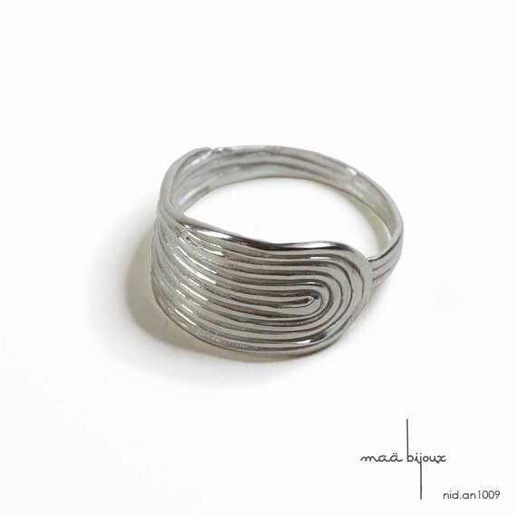 bague nid empreinte digitale en argent massif 925, bijou de créateur, bague artisanale, Maä bijoux, bijou écologique