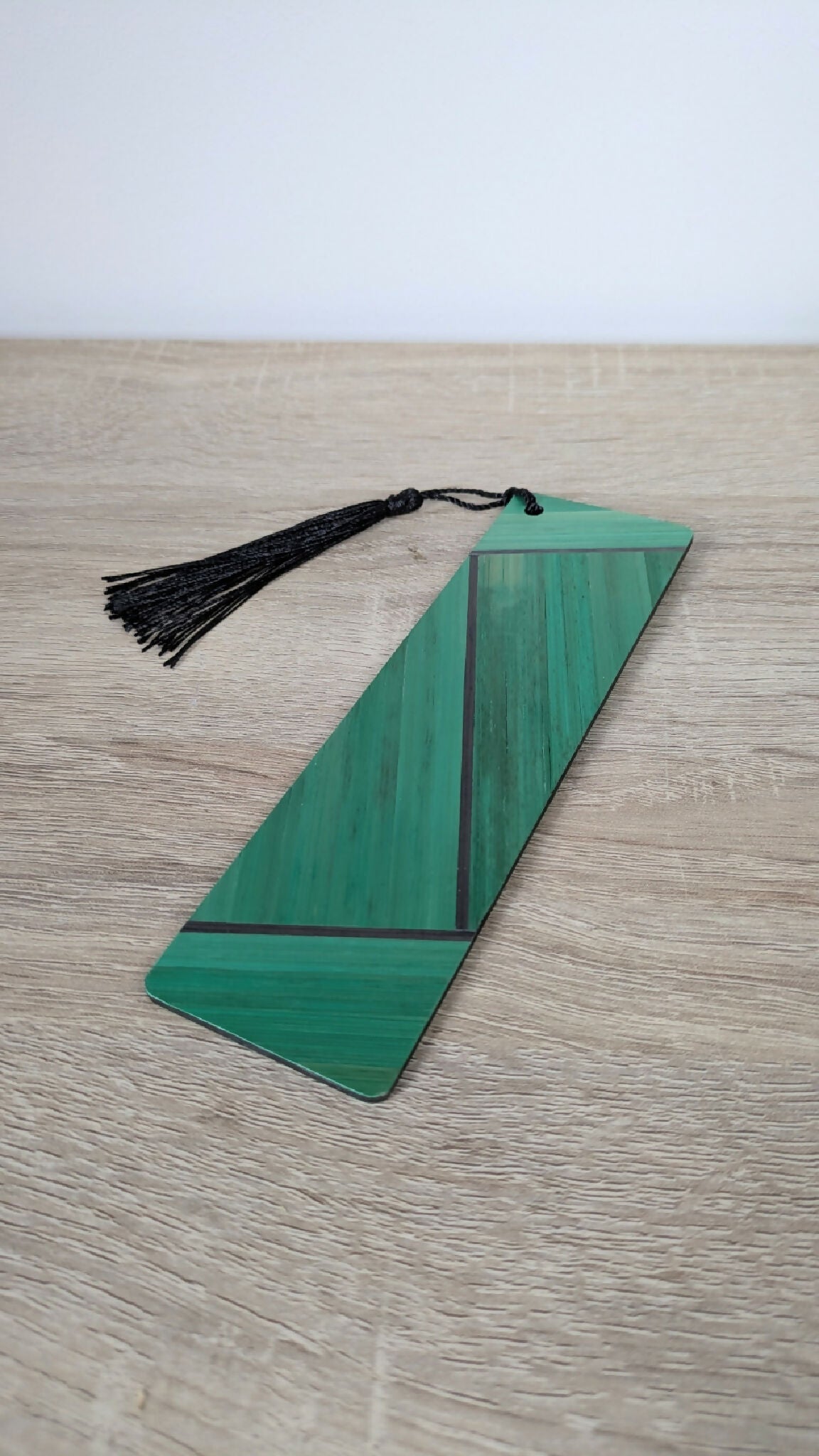 Marque-pages avec marqueterie de paille Vert clair/Gris Anthracite/Doré