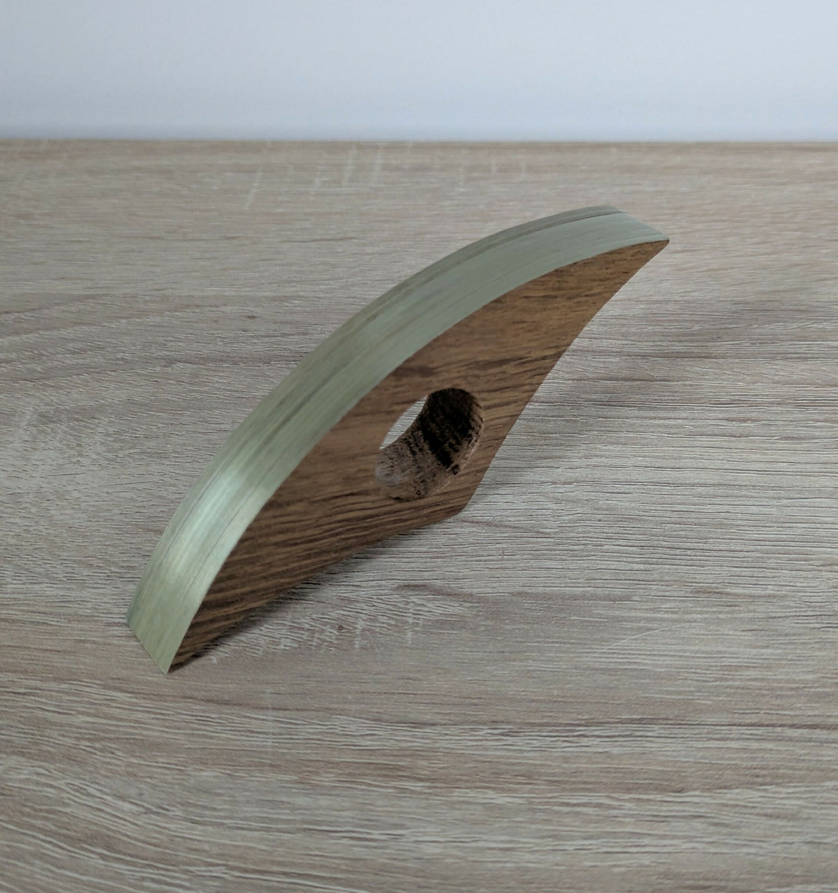 Bague de lecture cintrée en bois, marqueterie de paille kaki clair