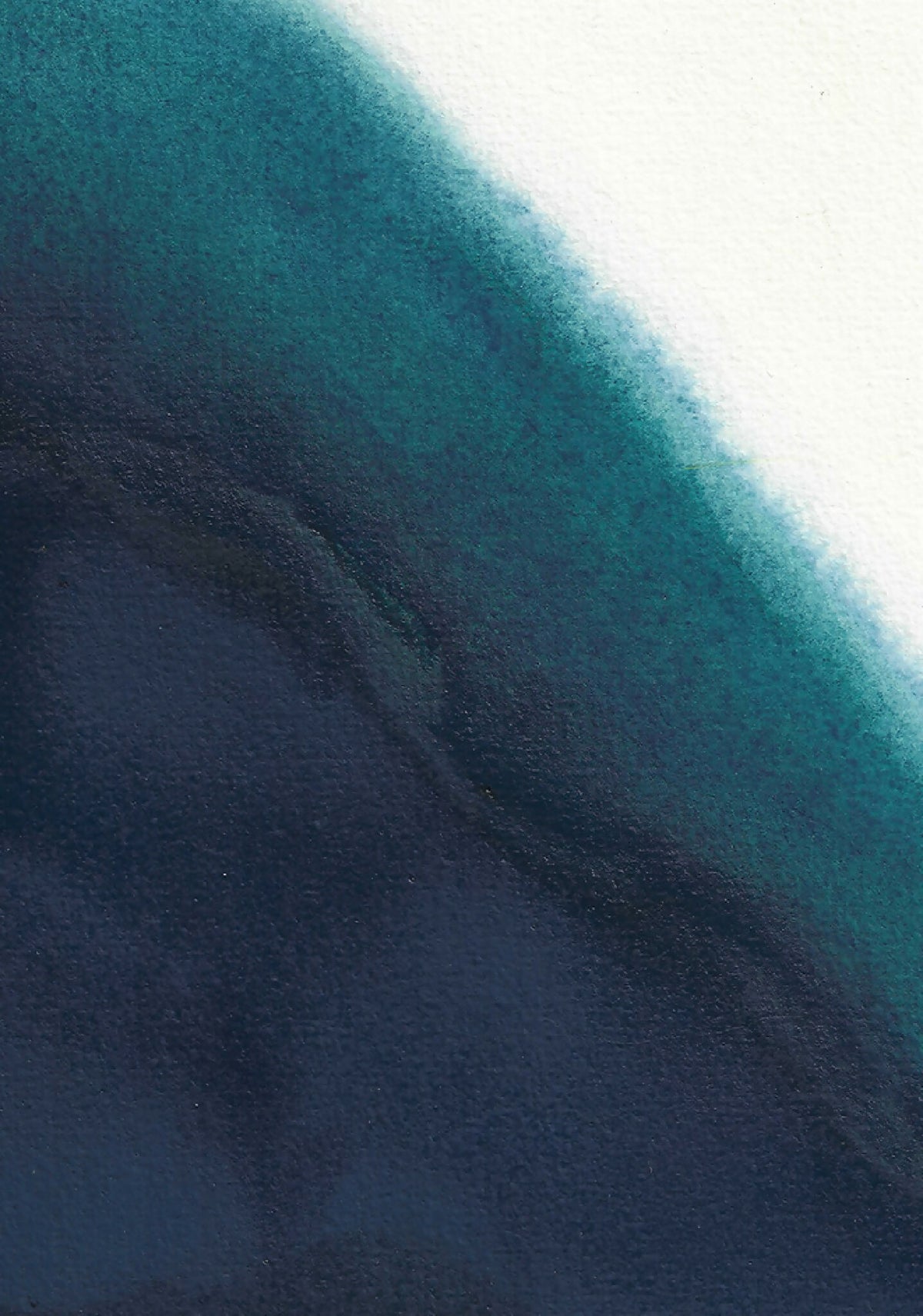 Tableau abstrait aquarelle encadré, gros plan bleu nuit et turquoise aux textures