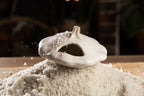 Pâtisson blanc en fleur de sel, sel en pluie autour