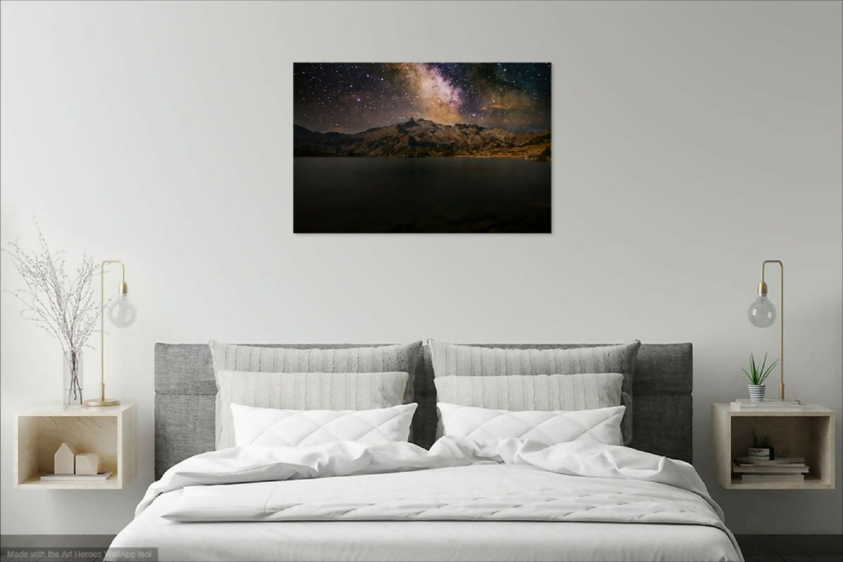 Tableau décoratif encadré Massif du Néouvielle, ciel nocturne étoilé et reliefs