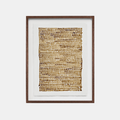 Tableau encadré: cadre en bois brun, grille de petits points brun café sur fond clair