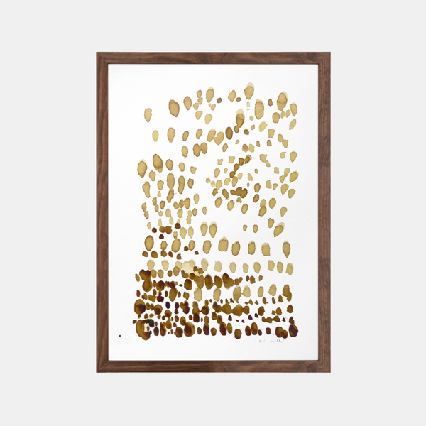 Tableau encadré à points café beige et brun sur fond clair