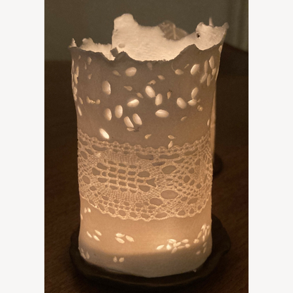 photophore artistique en céramique réalisé à la main, issu de l'artisanat Français