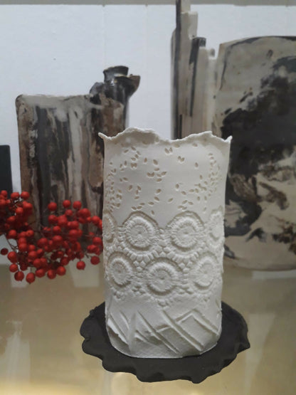 photophore artistique en céramique réalisé à la main, issu de l'artisanat Français