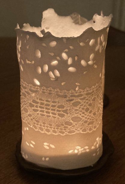 photophore artistique en céramique réalisé à la main, issu de l'artisanat Français