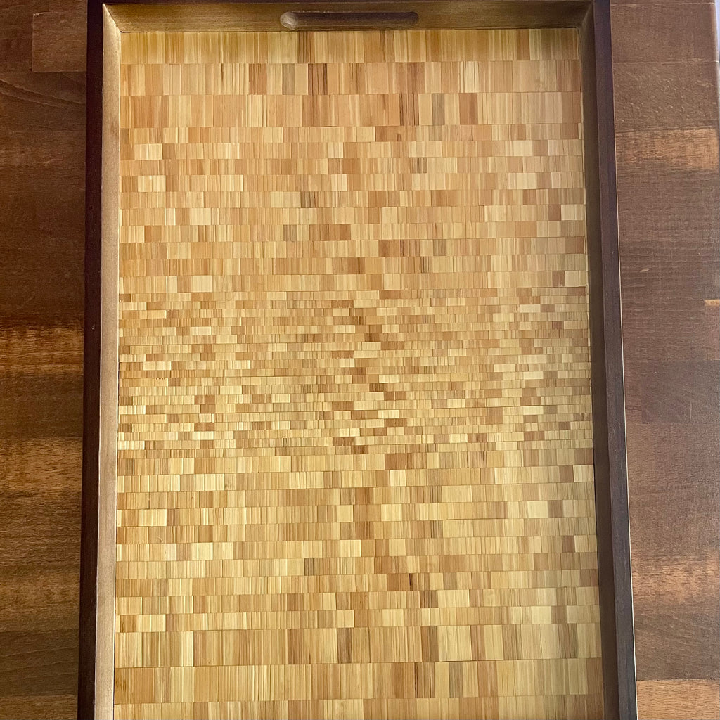 Mosaïque de lumière Plateau en noyer – Marqueterie de paille de seigle naturelle