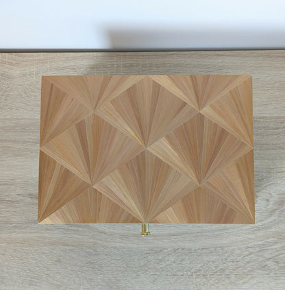 Coffret avec Marqueterie de Paille - Motif éventail Art Déco Doré