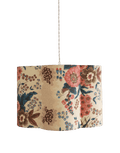 Suspension abat-jour forme fleur en tissu beige à motifs floraux multicolores