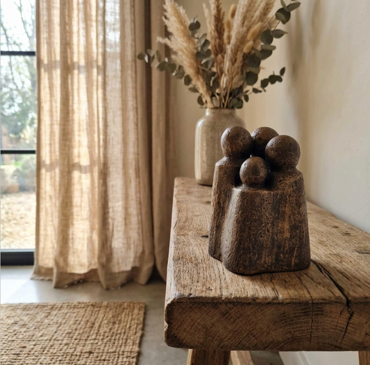 Sculpture contemporaine abstraite en bronze foncé, quatre figures