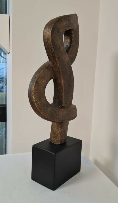 Sculpture contemporaine en céramique en forme de note de musique, artisanat français