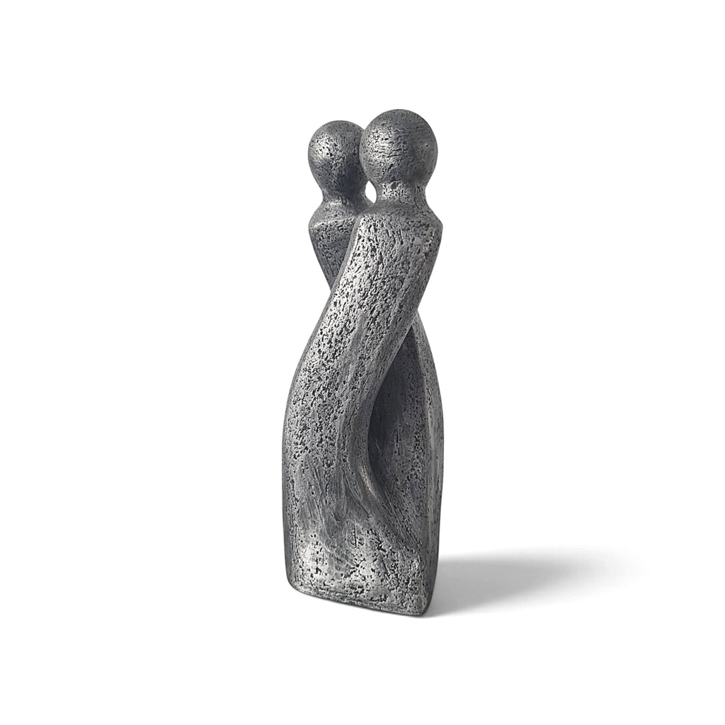 Sculpture contemporaine de couple « Une danse », pièce unique signée à patine bronze argent, par Catherine Fouvry Leblois