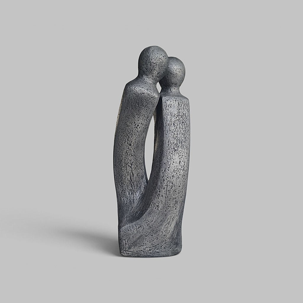 Sculpture contemporaine de couple « Une danse », pièce unique signée à patine bronze argent, par Catherine Fouvry Leblois