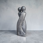 Sculpture contemporaine de couple « Une danse », pièce unique signée à patine bronze argent, par Catherine Fouvry Leblois