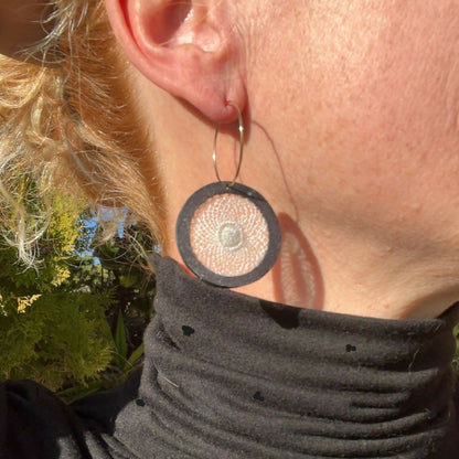 Creoles Black Rotondes Cuir et Dentelle