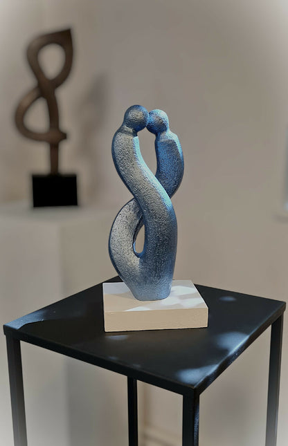 Sculpture contemporaine couple Blue emotion