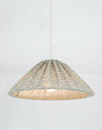 Suspension conique à motif hérissons verts, abat-jour beige intérieur