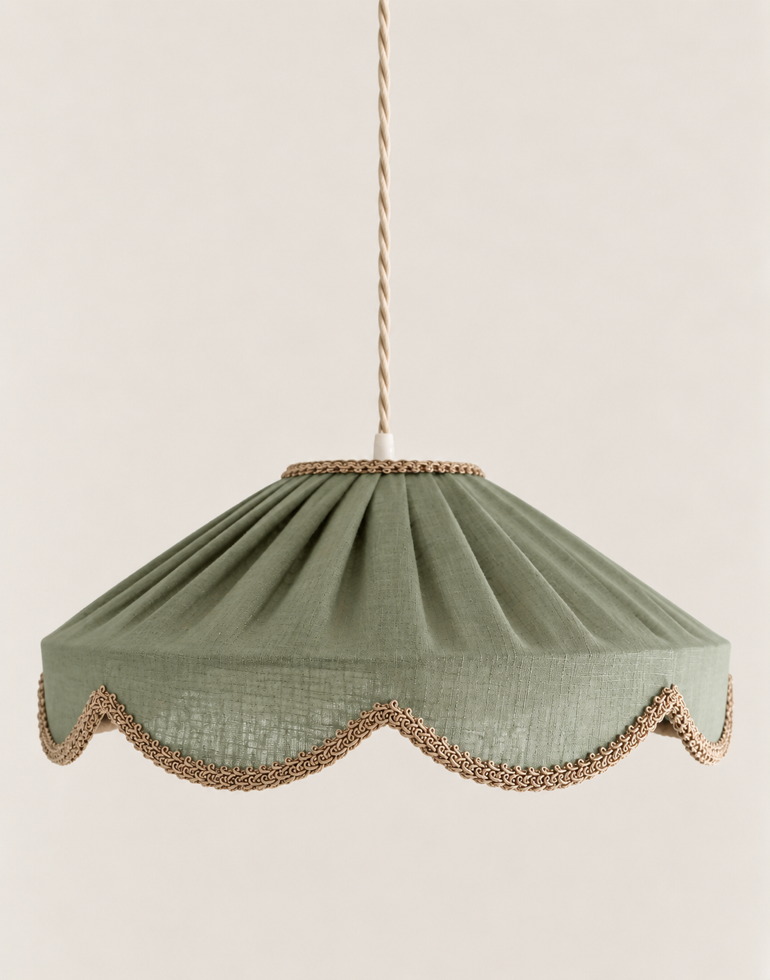 Cosette solid floral pendant light in "powder sage"
