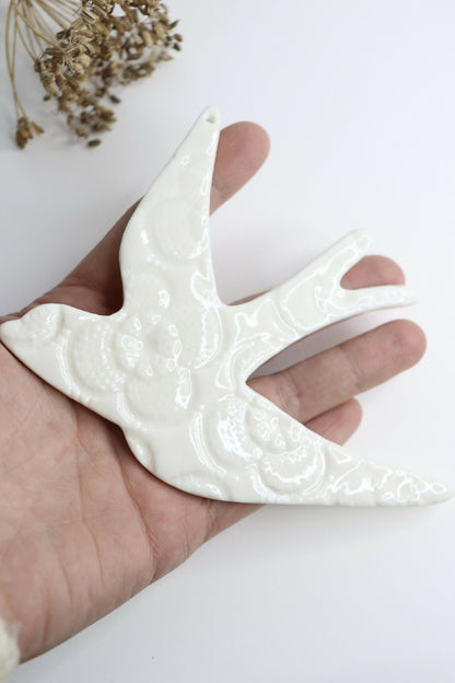 Hirondelle en porcelaine céramique décoration murale
