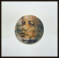 Tableau original Rossignol : portrait circulaire abstrait encadré