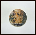 Tableau original Rossignol : portrait circulaire abstrait encadré