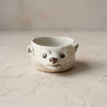 Bol en céramique blanc à motif visage de chat, ouverture évasée
