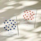 Deux cartes de vœux, fleurs bleues et rouges, « Tu es ma fleur »