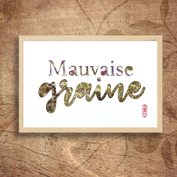 Tableau A4 « Mauvaise Graine » avec lettres en collage de plantes séchées