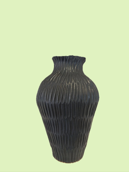 CONTEMPORARY MATTE BLACK CERAMIC VASE